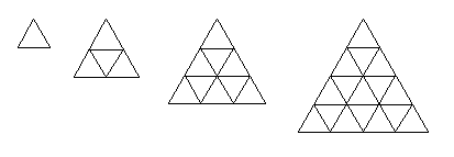 Hình tam giác đều với các cạnh 1, 2, 3, 4